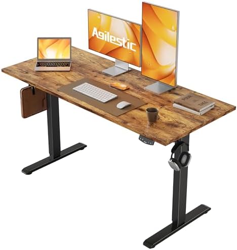 Agilestic 48*24 Inch Height Adjustable Electric Standing Desk, Rustic Brown