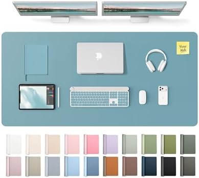 YSAGi Leather Desk Protector, Office Mat, Large Mouse Mat, Non-Slip PU Leather Blotter, Laptop Desk Mat, Waterproof Writing Pad for Office and Home(Aquamarine, 55" x 24")