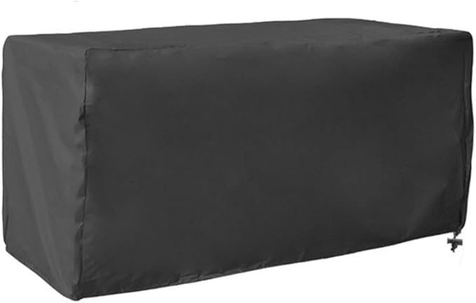 Outdoor Storage Box Cover 210D Oxford Waterproof Protector Adjustable Rope Buckle Weather Resistant Dust Snow Foldable Lightweight Fits Garden Patio Black (130×60×71cm)