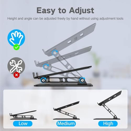 Adjustable Laptop Stand for Desk, Metal Laptop Riser Holder