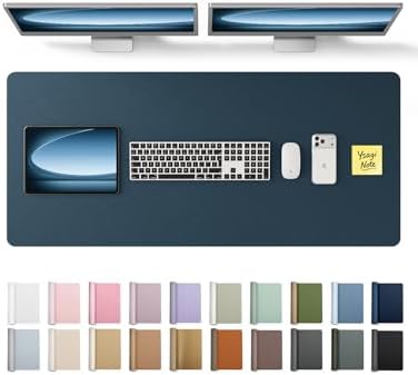 YSAGi Leather Desk Pad Protector, Office Desk Mat, Large Mouse Pad, Non-Slip PU Leather Desk Blotter, Laptop Desk Pad, Waterproof Desk Writing Pad for Office and Home (Dark Blue, 47" x 17")