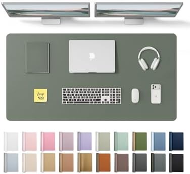 YSAGi Leather Desk Protector, Office Mat, Large Mouse Mat, Non-Slip PU Leather Blotter, Laptop Desk Pad, Waterproof Writing Pad for Office and Home (Dark Green, 47.2" x 23.6")