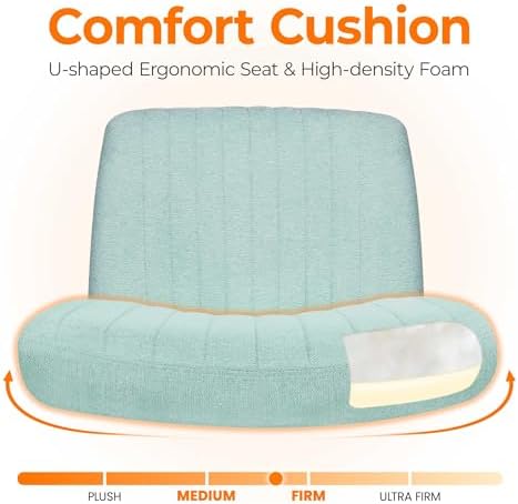 NEO CHAIR Criss Cross Chair with Wheels Home Office Cross Legged Armless Chairs Ergonomic Adjustable Computer Desk Task Wide Seat for Bedroom Vanity Comfy Swivel (Mint)