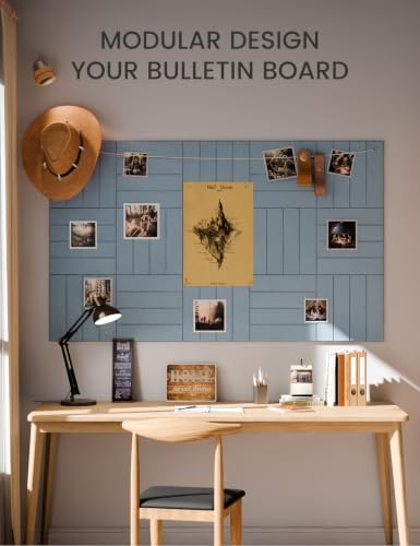 Fluxynara 36" x 24" Large Felt Bulletin Board, Dusty Blue