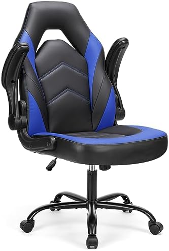 Sweetcrispy Computer Desk Chair, Lumbar Support Video Game Chair PU Leather