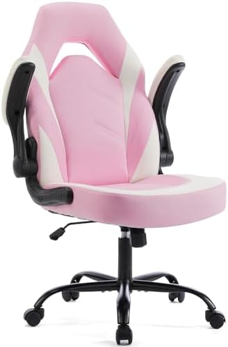 Sweetcrispy Computer Desk Chair, Lumbar Support Video Game Chair PU Leather
