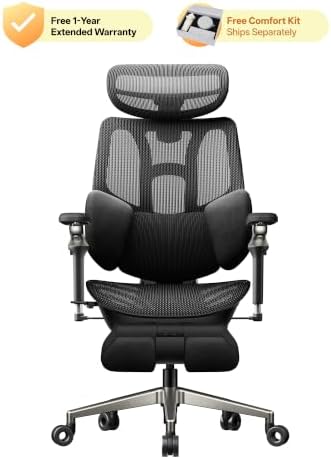 Hbada X7 Prestige Smart Ergonomic Office Chair, with AI Lumbar Support, Massage & Ventilation, 4D Dual-Axis Headrest, Alcantara® Suede, Adaptive 8-Way Lumbar Support, Black