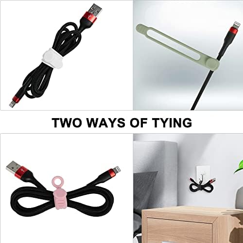 100Pcs Silicone Cable Ties, Cord Organizer Cable Management-Multi