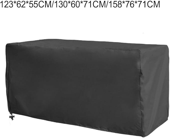 Outdoor Storage Box Cover 210D Oxford Waterproof Protector Adjustable Rope Buckle Weather Resistant Dust Snow Foldable Lightweight Fits Garden Patio Black (123×62×55cm)