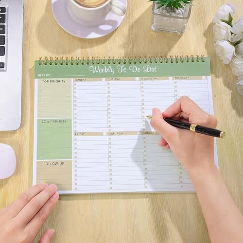 Thboxes Weekly To Do List Notepad, 8.5"x11" Desk Planner 52 Sheets, Green