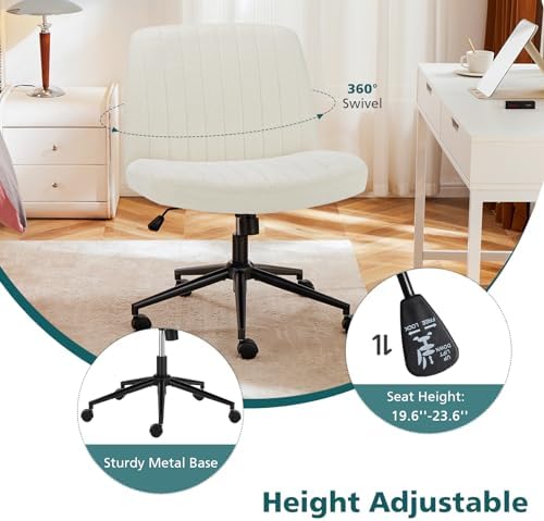 OLIXIS Criss Cross Chair with Wheels, Vanity Chair, Home Office Desk