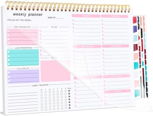 Thboxes Weekly Desk Planner, 8.5x11 In To Do List Notepad, 52 Sheets, Pink