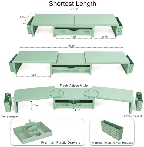 gianotter Dual Monitor Stand Riser With Drawer and 2 Pen Holders