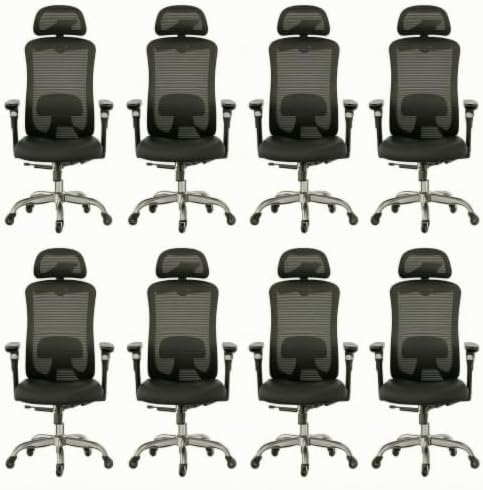 HUANUO Ergonomic Office Chair with 6D Armrest, Seat Depth Adjustment, Lumbar Support, Quiet Rubber Caster, High Back Mesh Gaming Chair with 3D Headrest, Big and Tall Chair for Home Office, Pack of 8