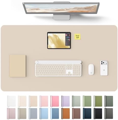 YSAGi Leather Desk Protector, Office Mat, Large Mouse Mat, Non-Slip PU Leather Blotter, Laptop Desk Mat, Waterproof Writing Pad for Office and Home(Eeggshell, 40" x 24")