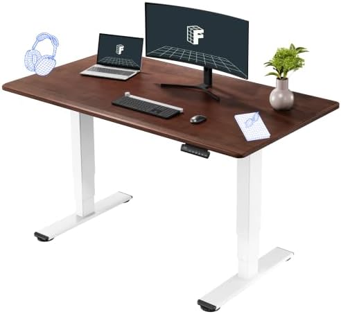 FLEXISPOT E6 Solid Wood Dual Motor 3-Stage Electric Standing Desk, 55 x 28