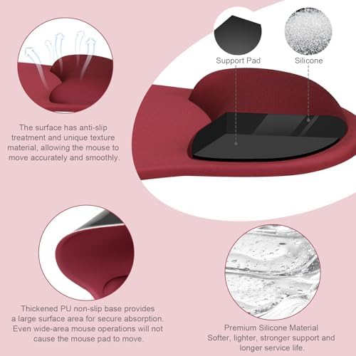 MOSISO Wrist Rest Support for Mouse Pad&Keyboard Set, Wine Red