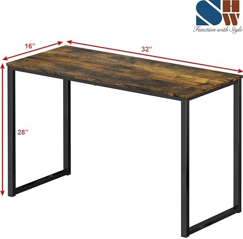 SHW Mission 32-Inch Home Office Computer Desk, Rustic Brown