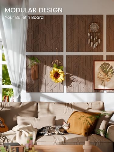 Fluxynara 6-Pack Large Felt Bulletin Board, Walnut Artistic
