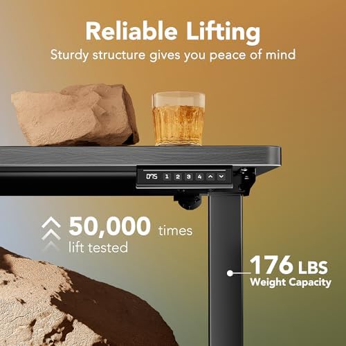HUANUO 63x28 Inch Electric Standing Desk, Height Adjustable, Grey