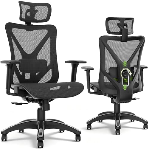 ELABEST Mesh Office Chair,Ergonomic Computer Desk Chair,Sturdy Task Chair- Adjustable Lumbar Support & Armrests,Tilt Function,Comfort Wide Seat,Swivel Home Office Chair (Onyx)