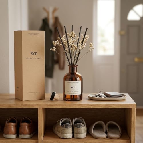 WEALD TRIBE Flower Reed Diffuser Set Lime & Citrus Scent for Bathroom Air Fresheners, Oil Diffuser Sticks | 4.0 fl oz Home Fragrance with Sticks Defusers | House Bedroom Office Shelf Decor