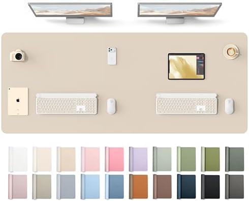 YSAGi Leather Desk Protector, Office Mat, Large Mouse Mat, Non-Slip PU Leather Blotter, Laptop Desk Mat, Waterproof Writing Pad for Office and Home(Eeggshell, 63" x 24")
