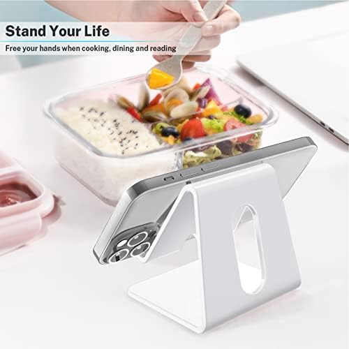 Crpich Acrylic Cell Phone Stand, Portable Phone Holder, White Phone Stand for Desk, Compatible with Phone16 15 14 13 12 Pro Max Mini 11 Plus, Switch, Android Smartphone, Pad, Tablet, Desk Accessories