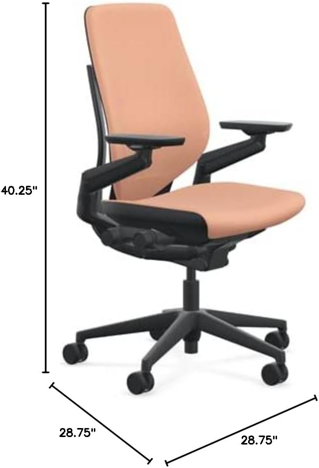 Steelcase Gesture Office Chair - Era Persimmon Fabric, High Seat Height, Shell Back, Black on Black Frame, Lumbar Support, and Hard Floor Casters