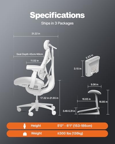 LiberNovo Omni PRO Dynamic Ergonomic Office Chair, Built-in Fan, 48cm
