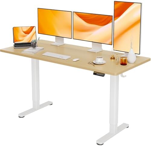 Claiks Electric Height Adjustable Standing Desk, 63x24 Inch, Nature