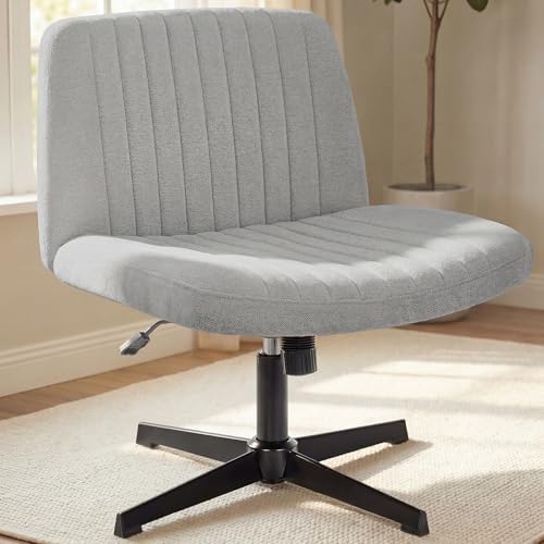 NEO CHAIR Criss Cross Chair with No Wheels, Cozy Wide Armless Seat, Grey