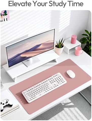 YSAGi Leather Desk Protector, Office Mat, Large Mouse Mat, Non-Slip PU Leather Blotter, Laptop Desk Mat, Waterproof Writing Pad for Office and Home(Pale Mauve, 63" x 17.2")