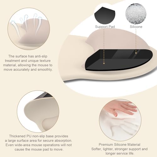 MOSISO Wrist Rest Support for Mouse Pad&Keyboard Set, Apricot