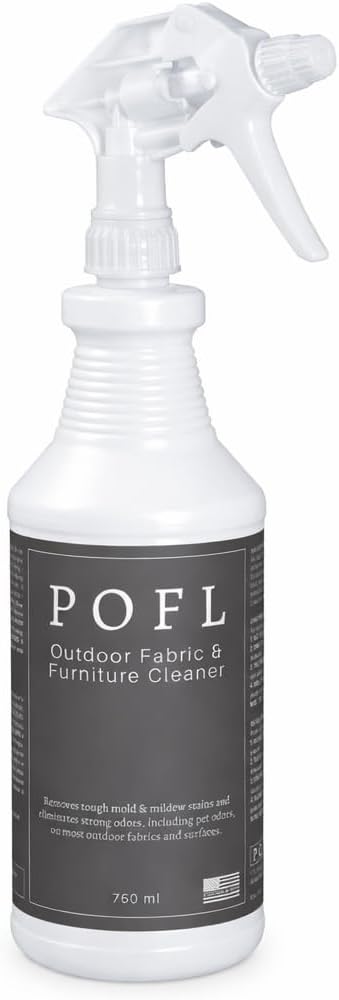 POFL Outdoor Fabric & Furniture Cleaner – Mold & Mildew Stain Remover for Patio Cushions, Wicker, Teak, Aluminum & Marine Seating – 25.36 fl oz