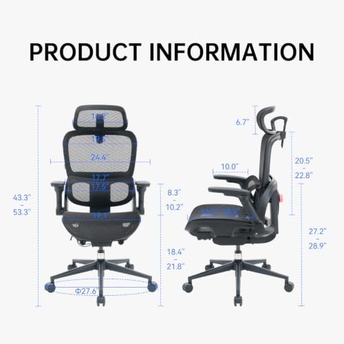 SIHOO B300 PRO Comfy Ergonomic Office Chair Without FOOTREST, Black