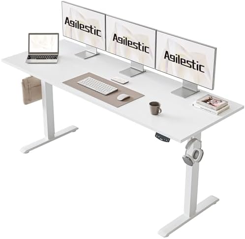 Agilestic 63 * 24 Inch Height Adjustable Electric Standing Desk, White