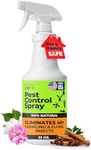 Nature’s Dome Pest Control Spray 32 Oz | Natural Ant Killer & Bug Spray for Indoor & Outdoor Use | Bug Spray for Flea, Ticks, Ant & Mosquitos