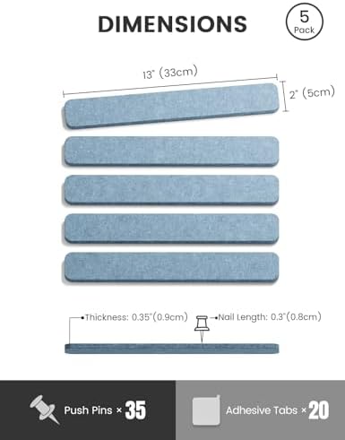 Fluxynara 13" x 2" Felt Wall Panels, Dusty Blue