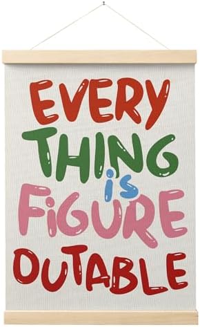 FGFK Everything is Figureoutable Colorful Inspirational Wall Art Poster Hanger Frame, Motivational Positive Affirmations Canvas Prints Framed Wall Decor for Office Classroom Home, 12x16 Inch