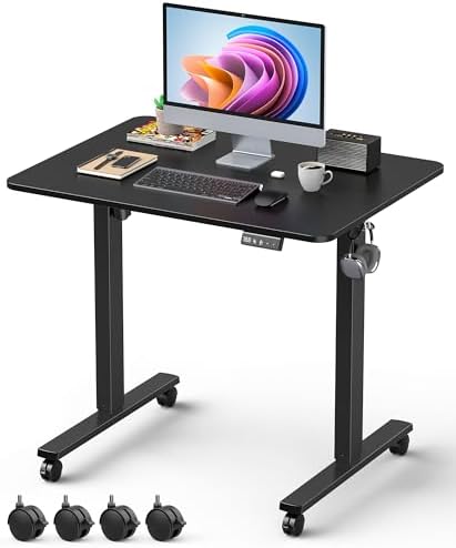 32" Small Rolling Electric Standing Desk Adjustable Height for Home Office