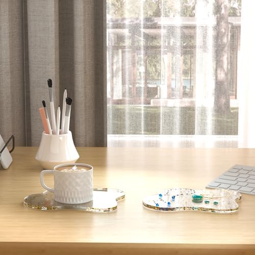 Acrylic Coaster Decorative Plates, Irregular Bar Drink Coaster, Clear Cloud Shape Coffee Cup Coaster, Perfect for Tabletop Protection and Accessories Display.(Gold)