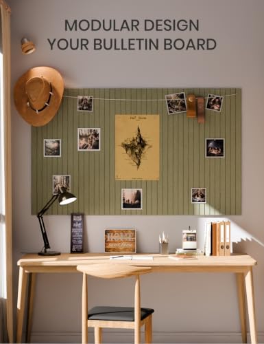 Fluxynara 36" x 24" Large Felt Bulletin Board, Olive Green