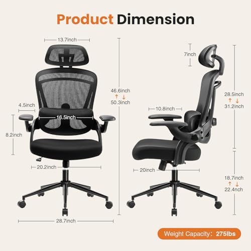 DUMOS Executive Home Office Chair, Ergonomic Computer Desk Chair, Mesh