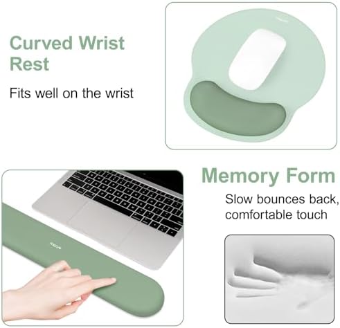 MOSISO Wrist Rest Support for Mouse Pad&Keyboard Set, Antique Green