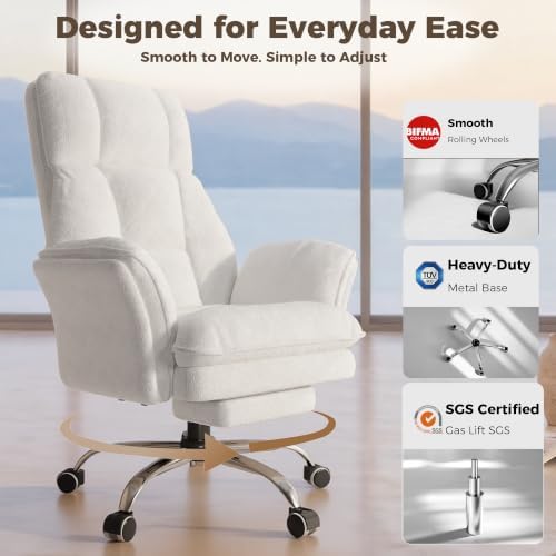 Big and Tall Office Chair, Flip Armrests for Pets & Cross Legged Sitting