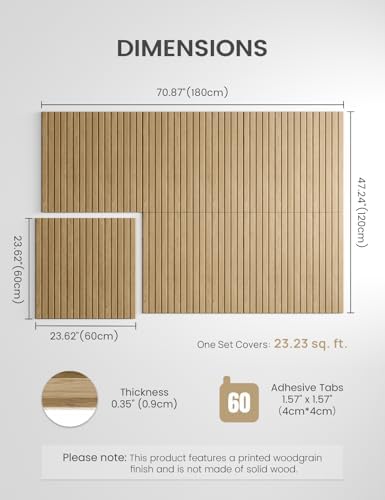 Fluxynara 6-Pack Large Felt Bulletin Board, Natural Oak Slat