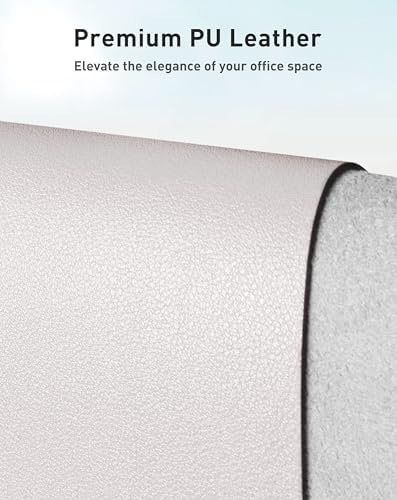 Aothia Faux Leather Desk Mat - Large Mouse Pad, Non-Slip PU Leather Blotter, Waterproof Writing Surface for Office and Home (Pale Lavender White, 42" x 17")
