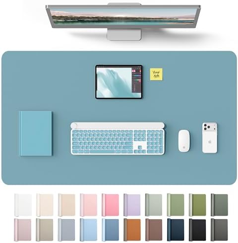 YSAGi Leather Desk Protector, Office Mat, Large Mouse Mat, Non-Slip PU Leather Blotter, Laptop Desk Mat, Waterproof Writing Pad for Office and Home(Aquamarine, 40" x 24")