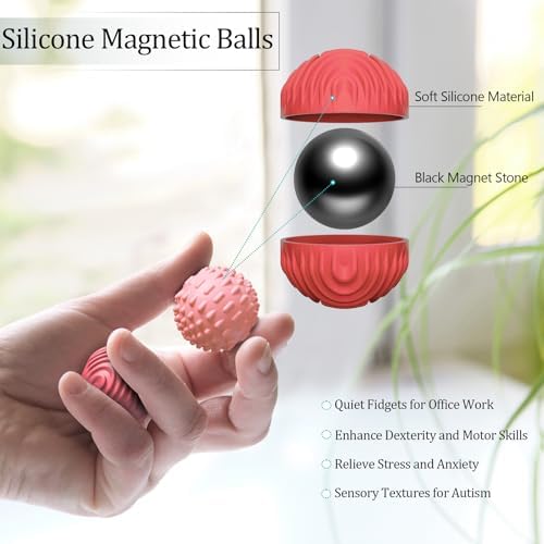 Silicone Magnetic Balls Fidget Toys for Adults & Teens,8PCS Stress Relief Sensory Toys for Autism ADHD Anxiety,Fun Textures Gadgets,Office Desk Toy,Stocking Stuffers for Men Women Teen Gifts